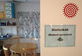 A hospital kitchen designed for dietitians to provide culinary training to parents of children with metabolic diseases. Karolinska Children Hospital, Stockholm, Sweden, 2020. Image by the author.